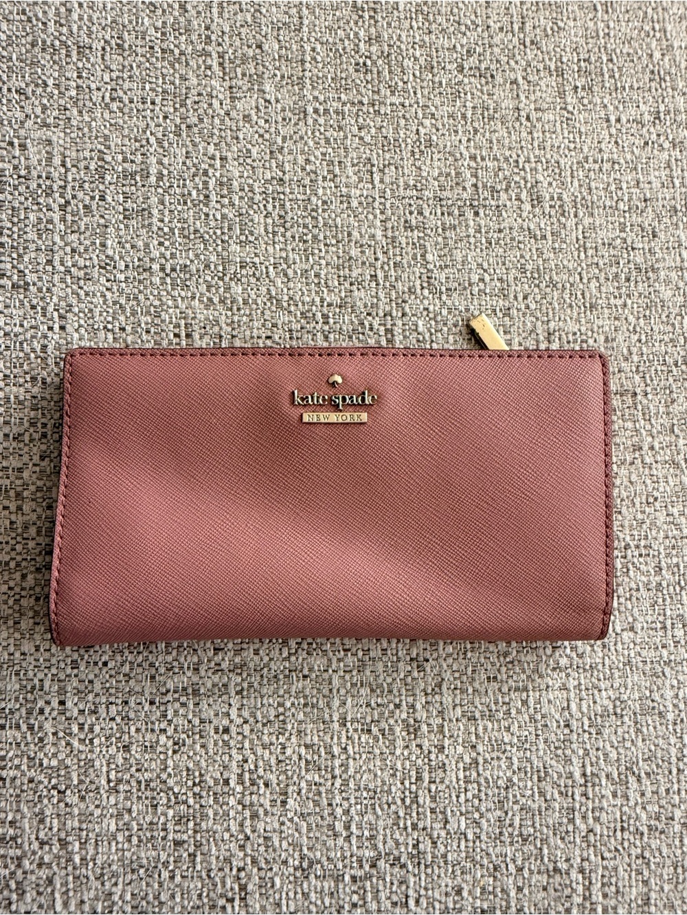kate spade leather continental wallet in dusty rose